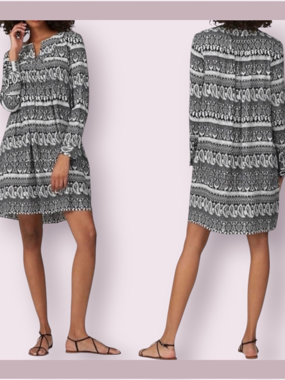 Thakoon Collective (RTR) Black & White Long Sleeve Paisley Mini
